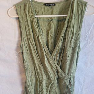 Staccato Green Linen no sleeve ruffled bottom